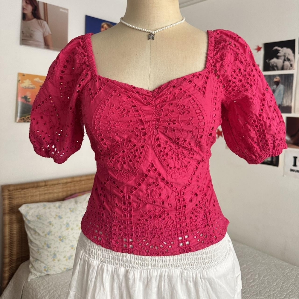 H&M Women's Pink and Red Blouse